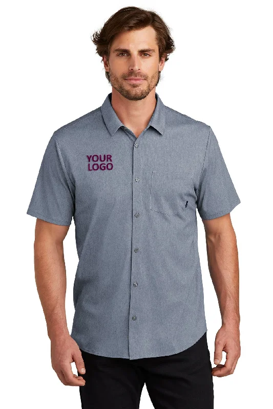 Comfortable Jeans OGIO Extend Short Sleeve Custom Button Downs, Deep Blue Heather