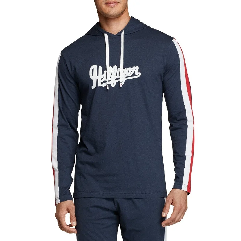 Casual And Casual Th Modern Essentials Men's Striped Hoodie Blue Size Medium