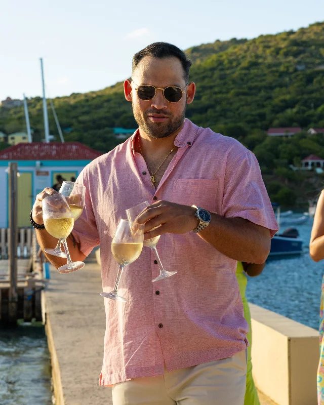 Cozy Shirts The Rosé Blusher - Short Sleeve Pink Linen Shirt
