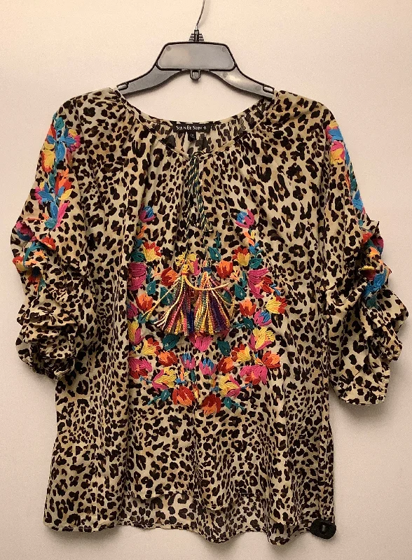 New Design Top Short Sleeve By Clothes Mentor In Animal Print, Size: 1x
