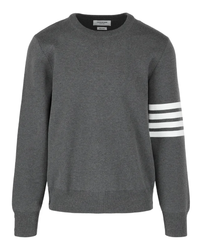 Casual Ease Thom Browne Mens Milano Stitch 4-Bar Crewneck Sweater