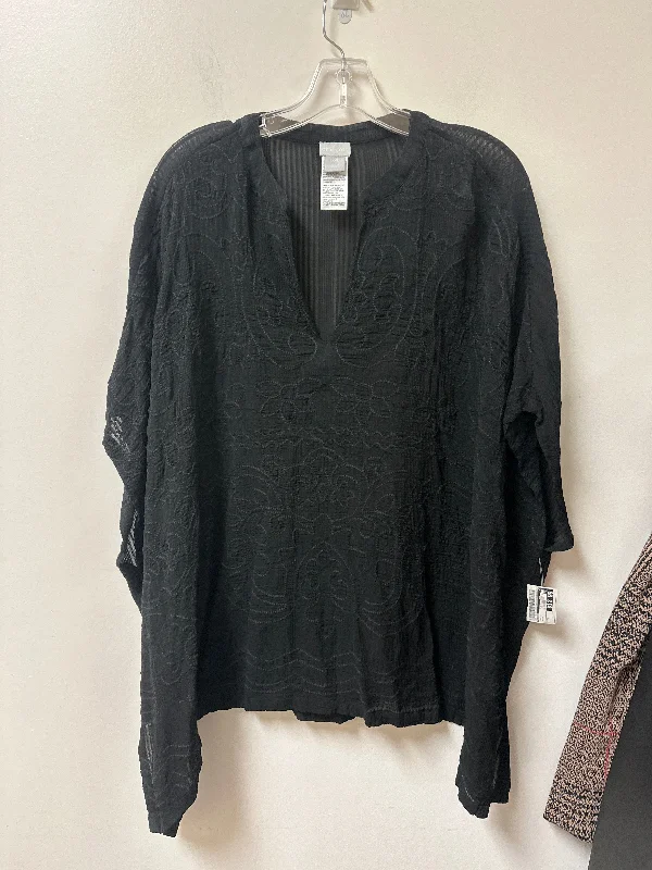 Easy Fashion Top Short Sleeve By Chicos In Black, Size: L