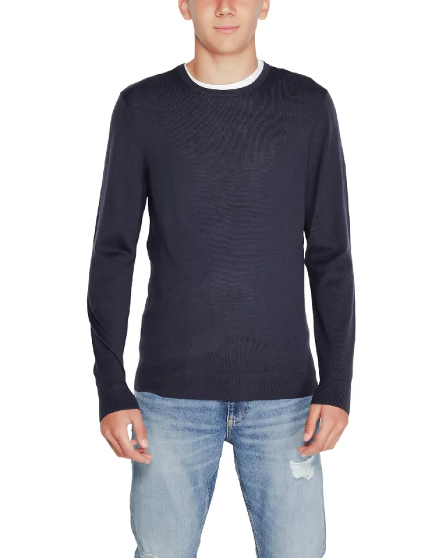 Simple Style Calvin Klein  Mens Crew Neck Sweater Navy