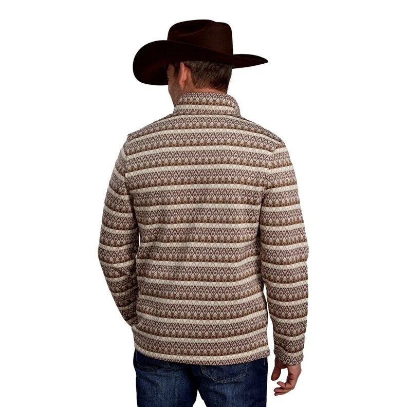 Roper Western Sweater Mens Aztec Stripe Zip Brown