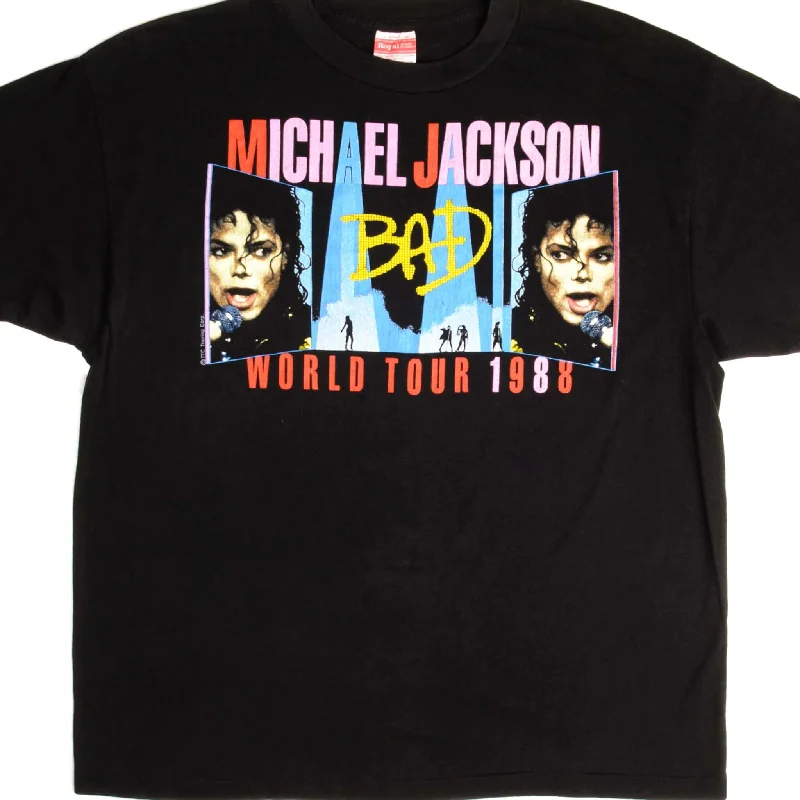 VINTAGE MICHAEL JACKSON BAD WORLD TOUR TEE SHIRT 1988 SIZE LARGE MADE IN USA