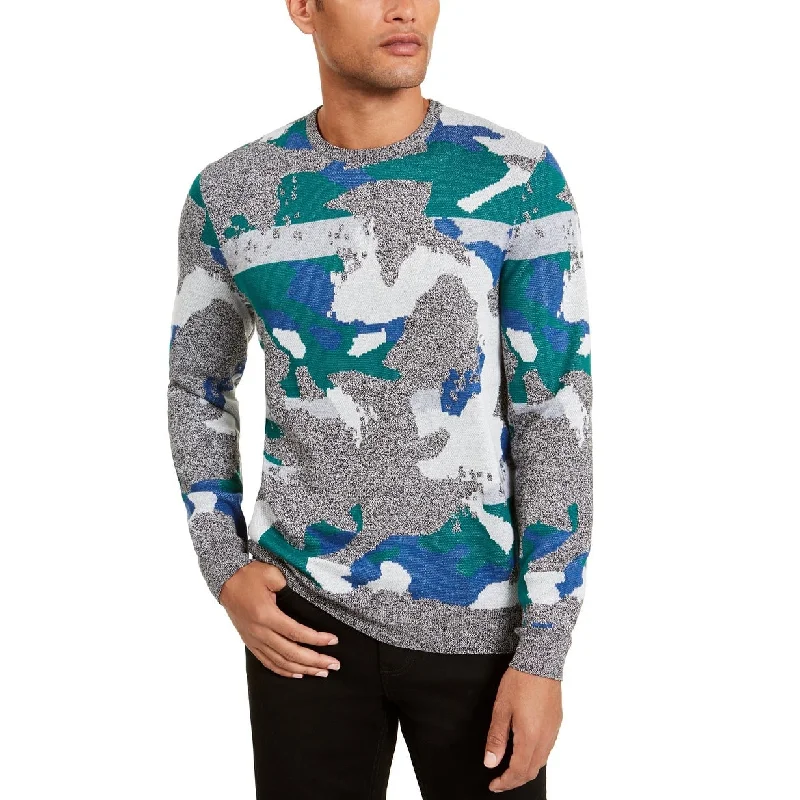 High Street Series Alfani Men's Abstract Jacquard Crewneck Sweater Green Size Small