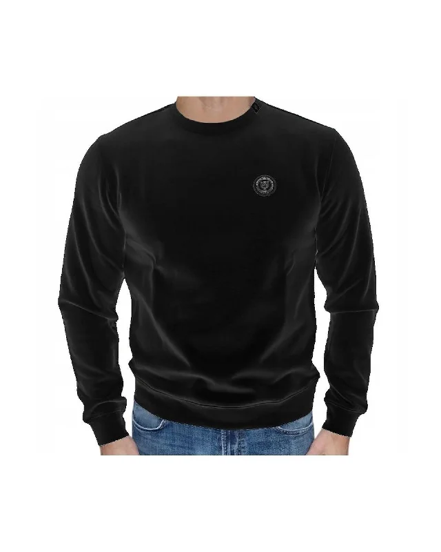 Plein Sport  Men's Long Sleeve Crew Neck Sweatshirt - Black