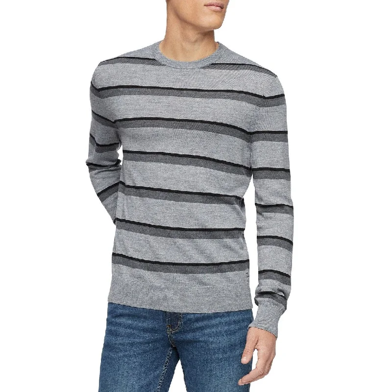 Minimal Classic Calvin Klein Men's Bi-Color Striped Sweater Gray Size X-Large