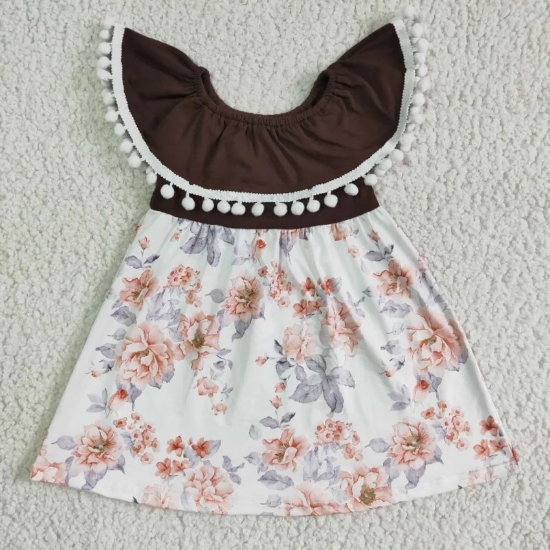 Warm Winter Series GSD0023 Red Floral Bombom Off Shoulder Girls Short Sleeve Dresses Warm Winter Series GSD0023 Red Floral Bombom Off Shoulder Girls Short Sleeve Dresses