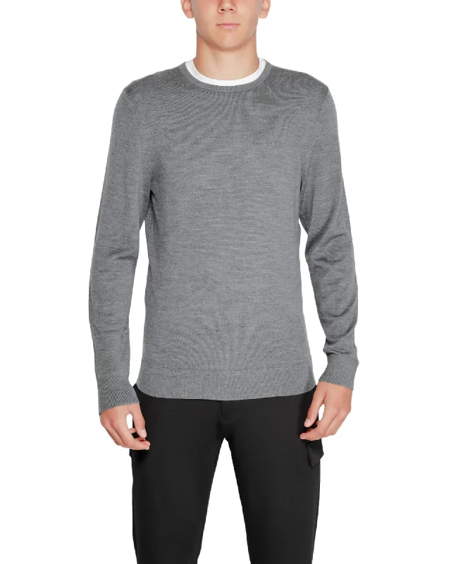 Diamond Series Calvin Klein  Merino Wool Crew Neck Sweater for Men  Heather Grey