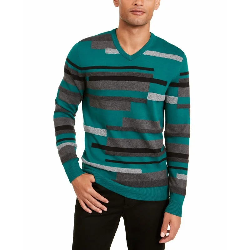 Comfortable Jackets Alfani Men's Textured Striped V-Neck Sweater Green Size XXX Large Comfortable Jackets Alfani Men's Textured Striped V-Neck Sweater Green Size XXX Large