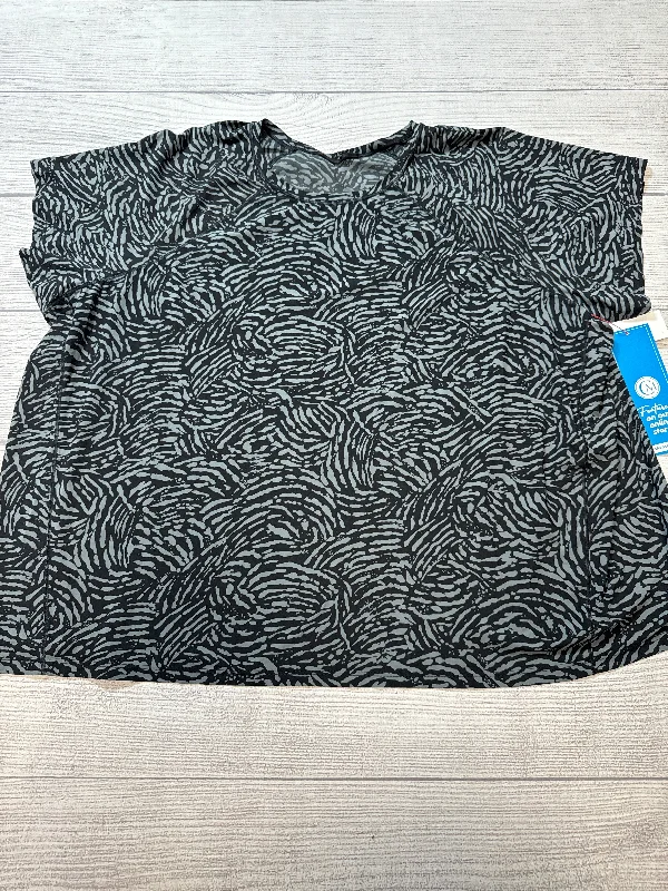 Breezy Style Athletic Top Short Sleeve By Athleta In Black & Grey, Size: 3x