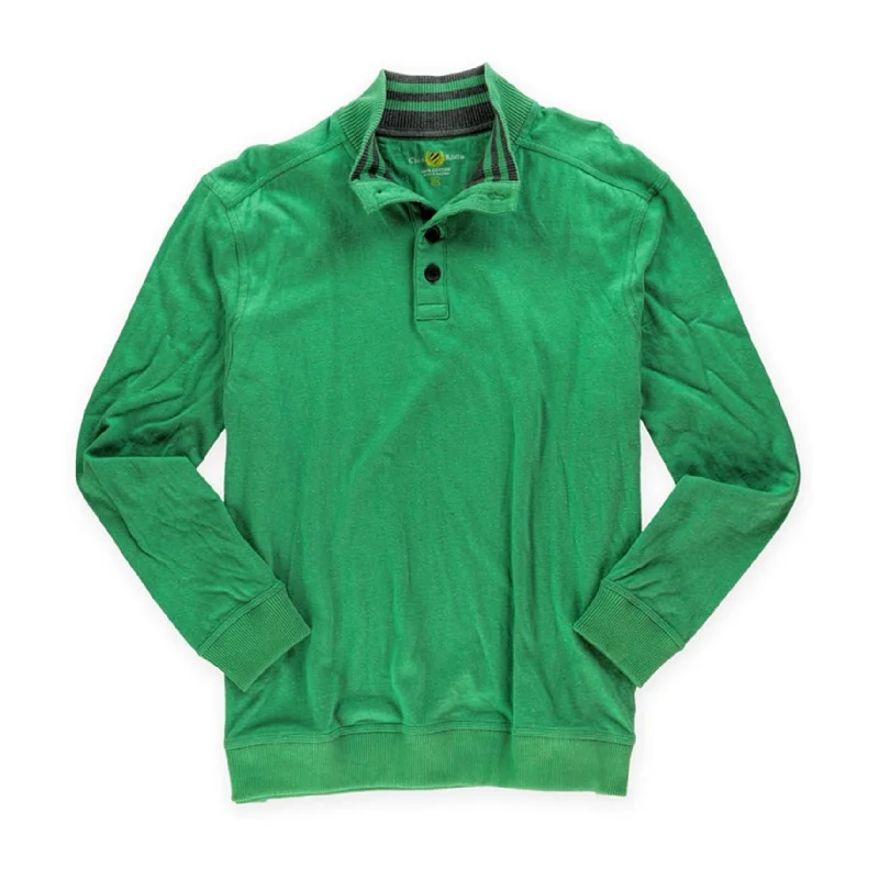 Club Room Mens Solid Henley Sweater, Green, Medium