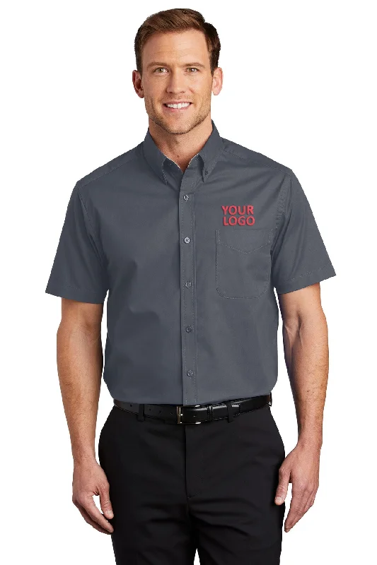 Leisure Travel Port Authority Short Sleeve Easy Care Custom Shirts, Steel Grey/Light Stone Leisure Travel Port Authority Short Sleeve Easy Care Custom Shirts, Steel Grey/Light Stone