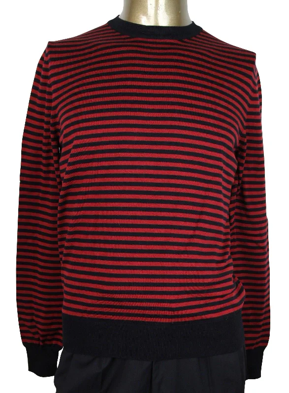 Gucci Men's Black / Red Striped Cashmere Cotton Pullover Sweater (Small)