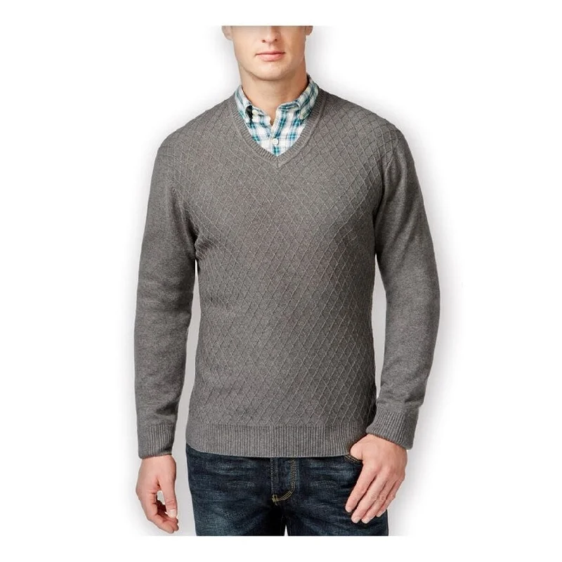 Club Room Mens Diamond Knit V-Neck Pullover Sweater