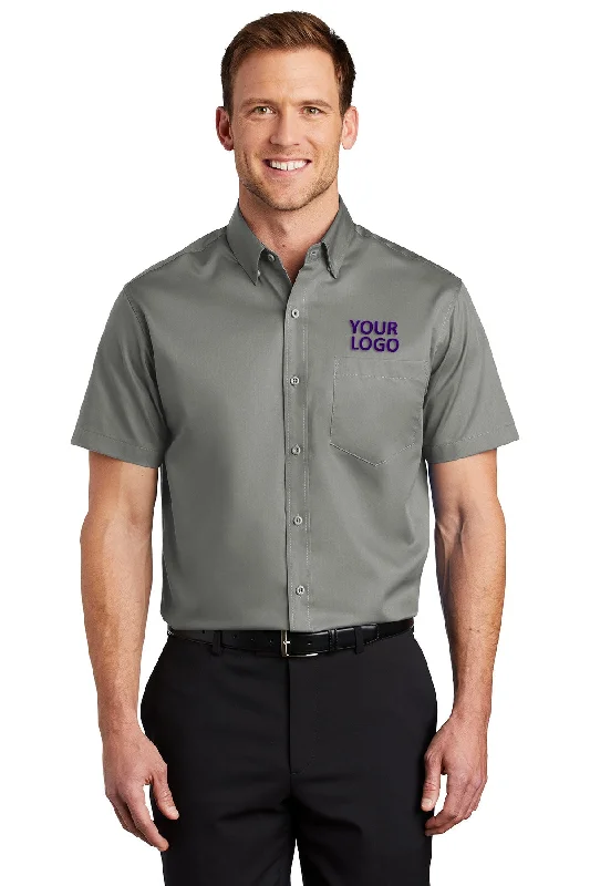 High-end Fabrics Port Authority Short Sleeve SuperPro Custom Twill Shirts, Monument Grey High-end Fabrics Port Authority Short Sleeve SuperPro Custom Twill Shirts, Monument Grey