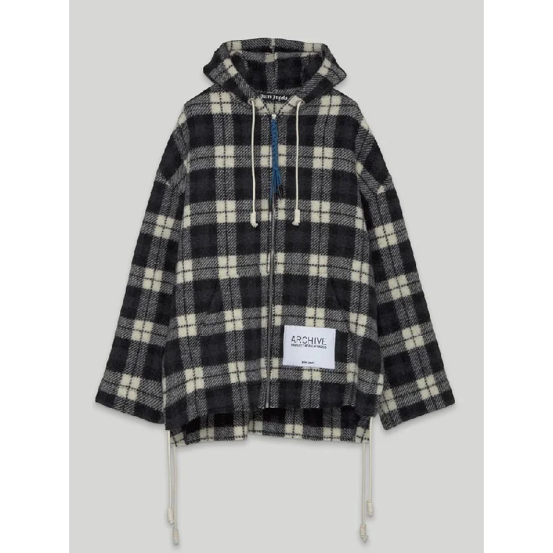 Relaxed Jackets Palm Angels Archival Check Cashmere Hooded Men's Jacket