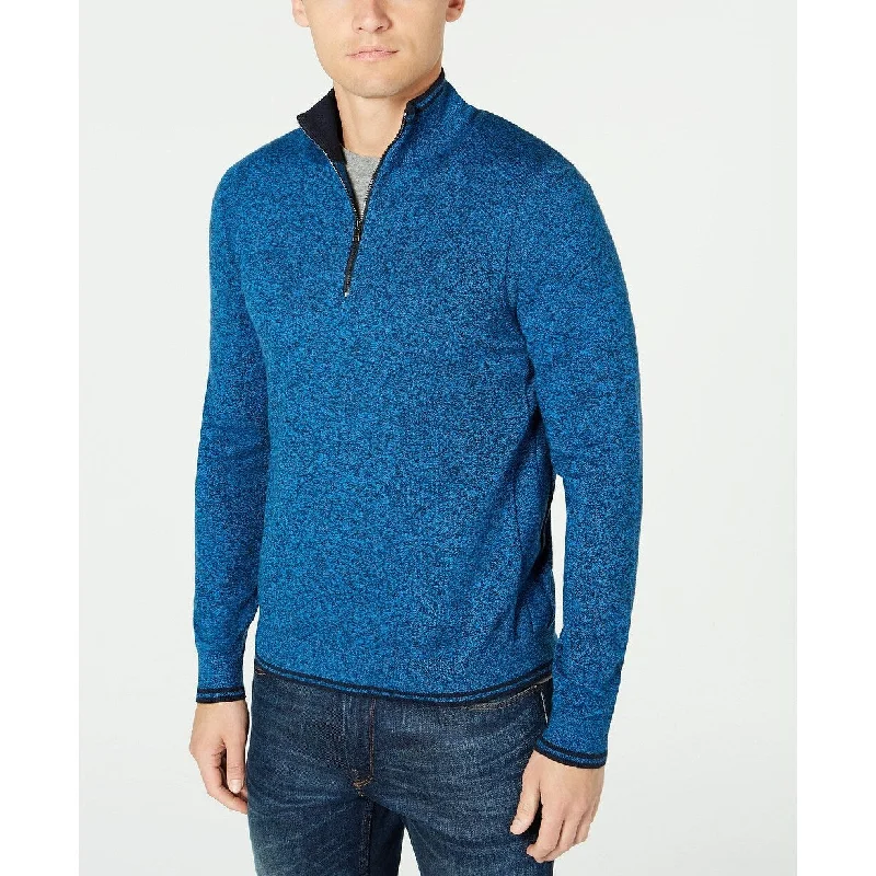 Tropical Style Michael Kors Men's Quarter-Zip Sweater Blue Size Extra Large - X-Large Tropical Style Michael Kors Men's Quarter-Zip Sweater Blue Size Extra Large - X-Large
