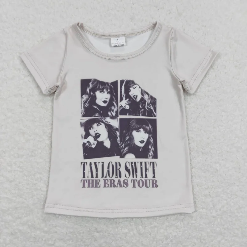 GT0435 Grey Taylor Singer  The Eras Tour Girls Short Sleeve Top T-shirts