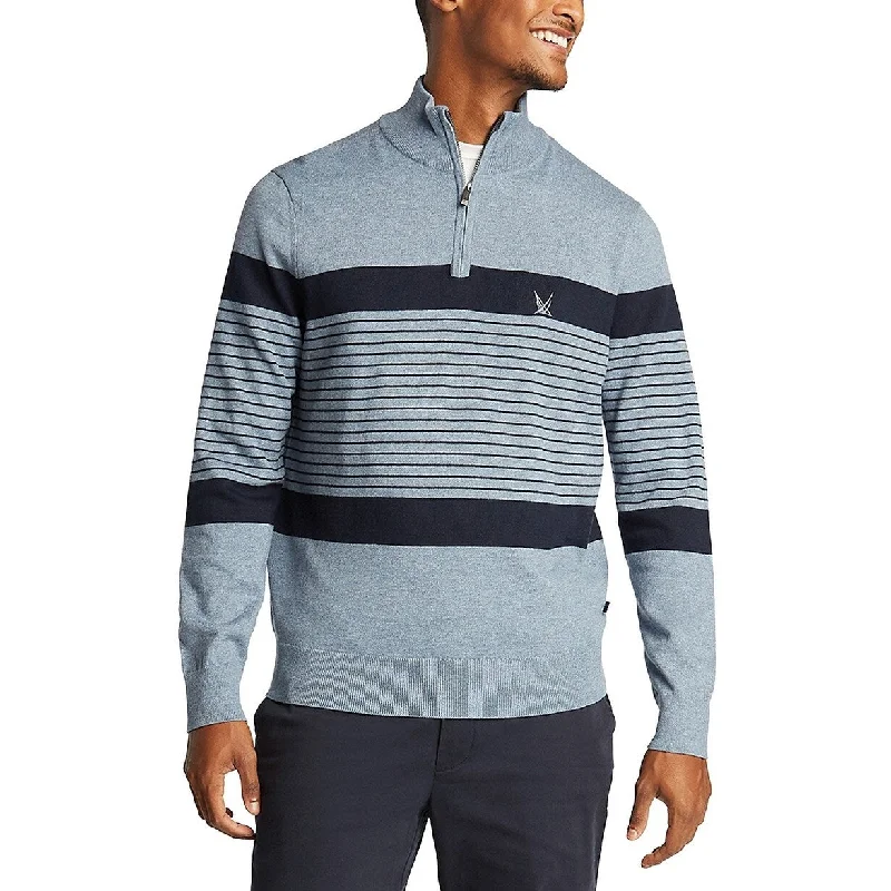 Urban Sense Nautica Men's Blue Sail Navtech Quarter-Zip Sweater In Engineered Stripe Blue Size XXX Large Urban Sense Nautica Men's Blue Sail Navtech Quarter-Zip Sweater In Engineered Stripe Blue Size XXX Large
