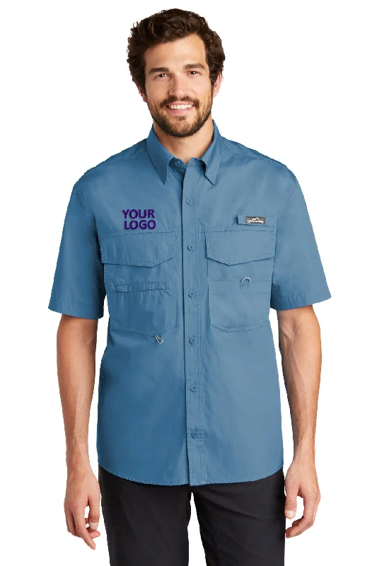 Cozy Fit Wear Eddie Bauer Short Sleeve Branded Fishing Shirts, Blue Gill