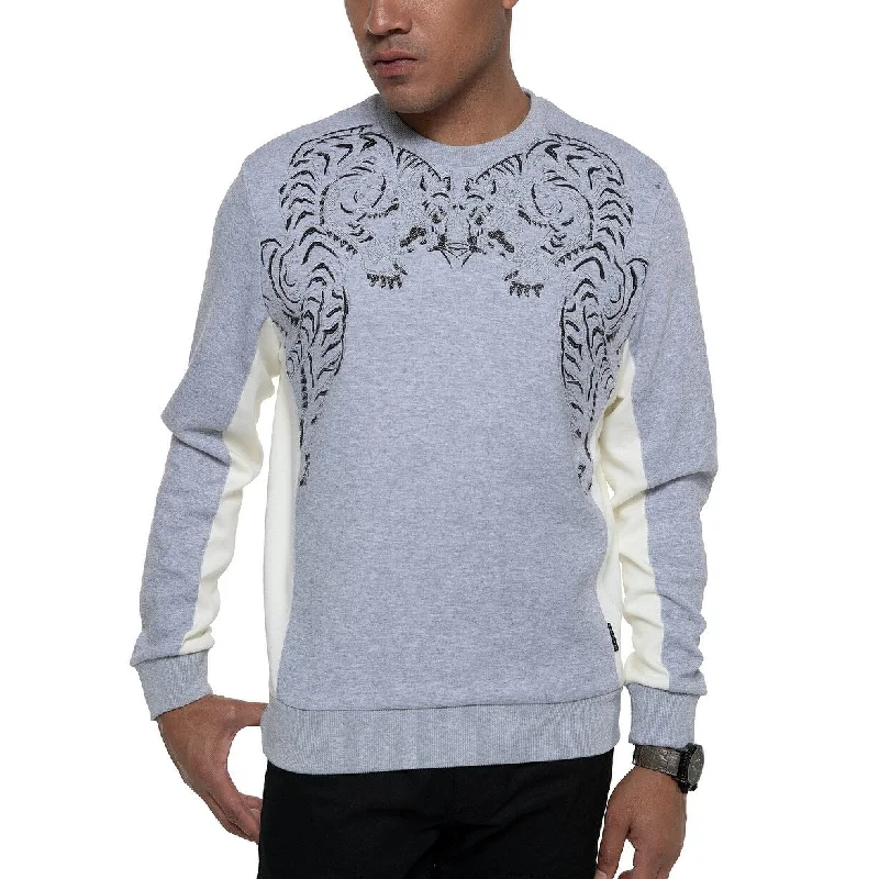 Soft Wearables Sean John Men's Embroidered Tiger Sweatshirt Gray Size XX-Large