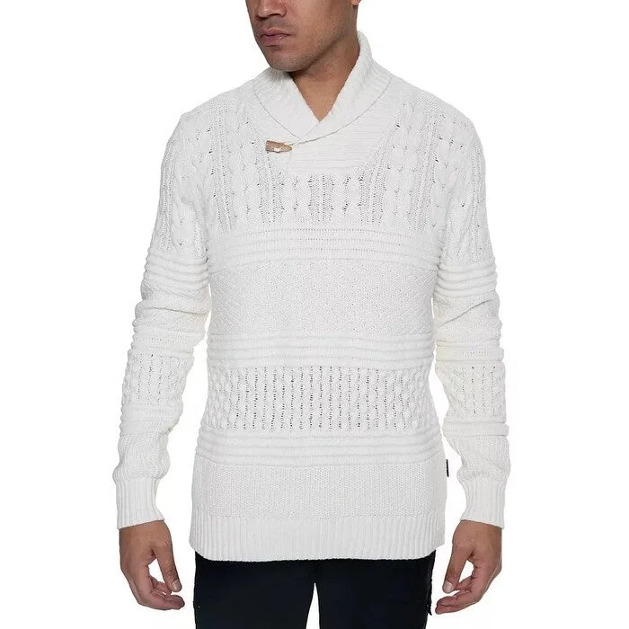 Fashionable Prints Sean John Men's Multi-Pattern Shawl Collar Sweater White Size Extra Large - X-Large Fashionable Prints Sean John Men's Multi-Pattern Shawl Collar Sweater White Size Extra Large - X-Large