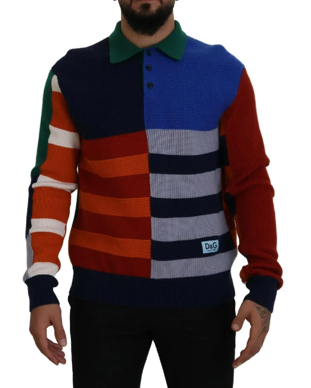 Dolce & Gabbana  Men's Striped Patchwork Knit Sweater