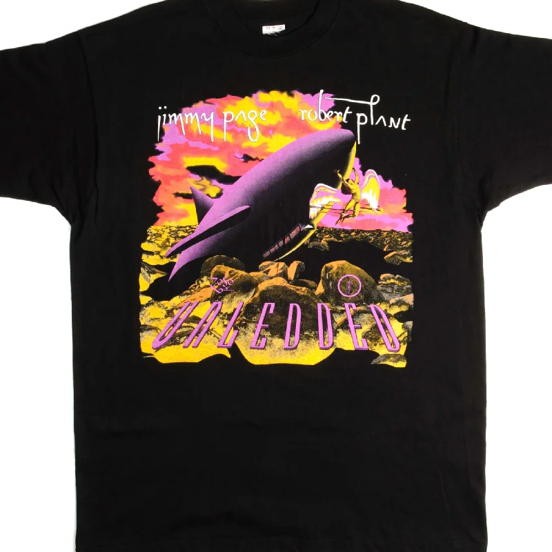 VINTAGE JIMMY PAGE ROBERT PLANT NO QUARTER LED ZEP UNLEDDED TEE SHIRT 1995 XL