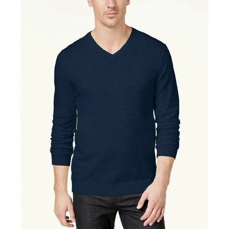 Artistic Temperament Alfani Mens V-Neck Regular-Fit Ribbed Sweater Navy Size XX-Large Artistic Temperament Alfani Mens V-Neck Regular-Fit Ribbed Sweater Navy Size XX-Large