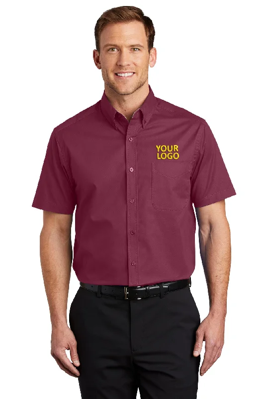 Cozy Fashion Trends Port Authority Short Sleeve Easy Care Custom Shirts, Burgundy/Light Stone Cozy Fashion Trends Port Authority Short Sleeve Easy Care Custom Shirts, Burgundy/Light Stone