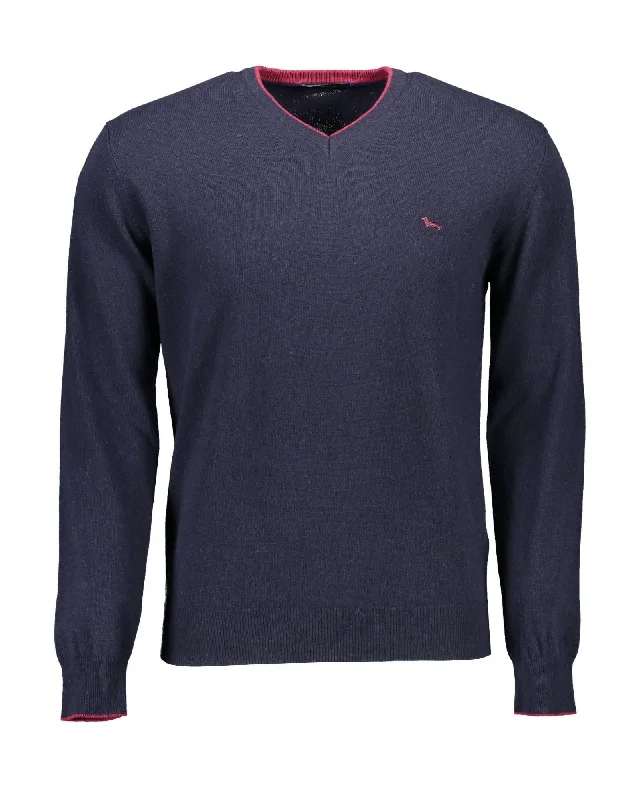 Harmont & Blaine  Men's V-Neck Cotton Sweater Blue