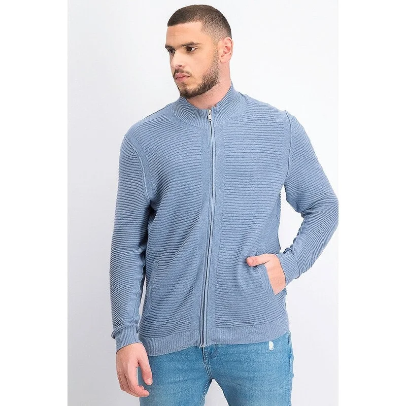 Moisture wicking Alfani Men's Textured Zip-Front Cardigan Blue Size XX-Large