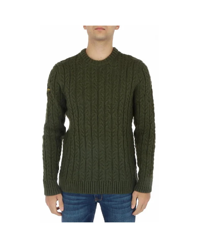 Energy Wear Superdry  Mens Cable Knit Jumper Green