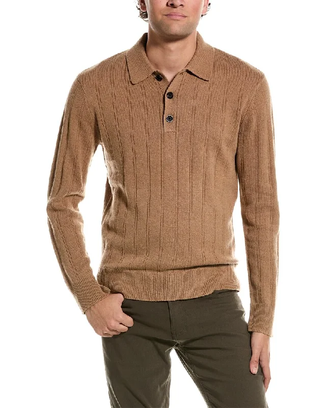 Comfortable Fitwear Slate & Stone Ribbed Wool-Blend Polo Sweater