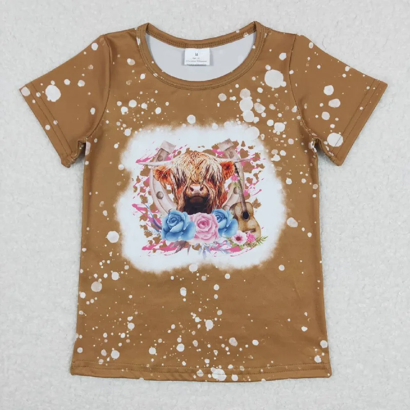 GT0333 Brown Cow Girls Short Sleeve Top T-shirts