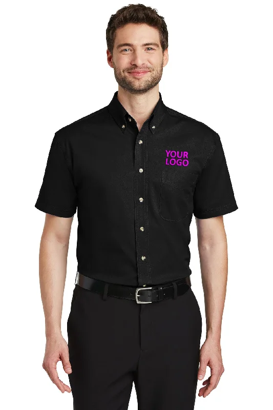 Soft Tops Port Authority Short Sleeve Custom Twill Shirts, Black