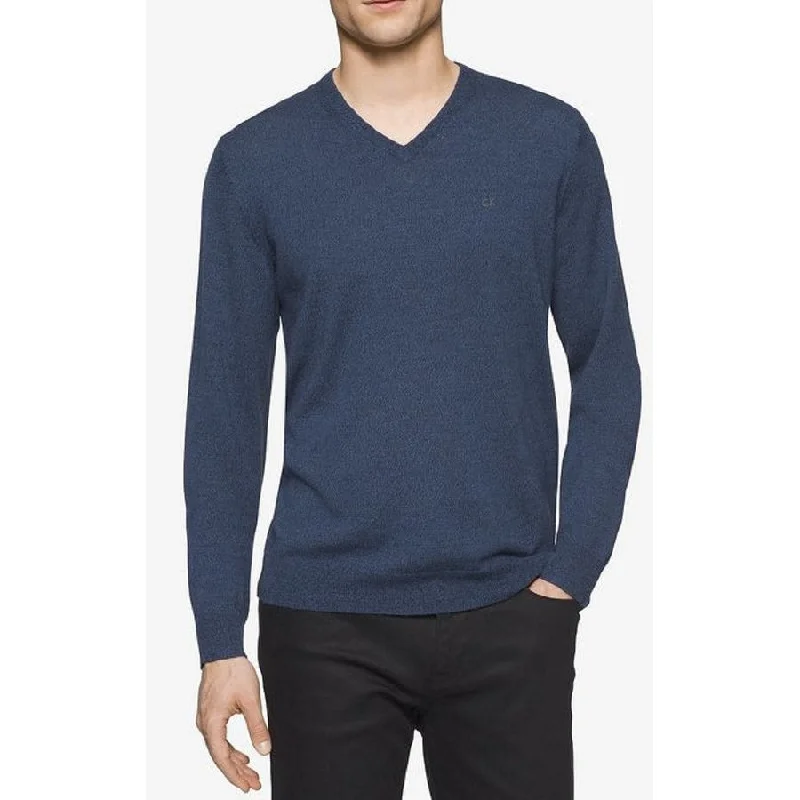 Elegant Style Calvin Klein Men's Merino Crew-Neck Sweater Blue Size X-Small - XS