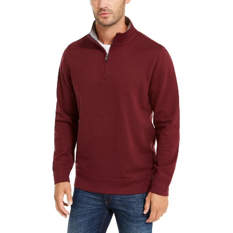 Light Comfort Club Room Men's Stretch 1/4-Zip Fleece Sweatshirt Red Size Small
