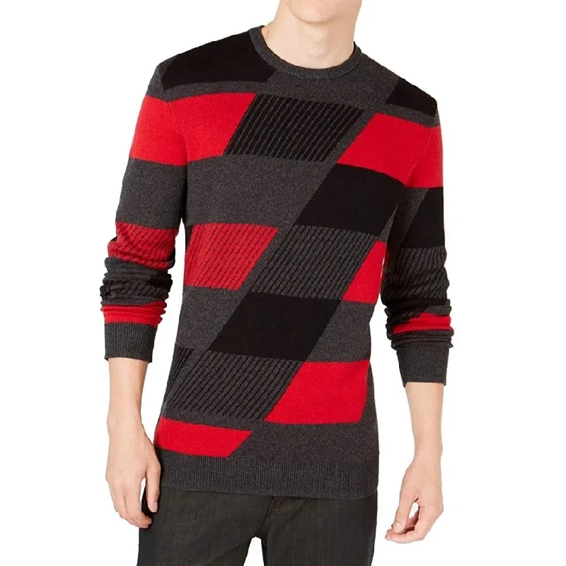 Soft Comfort Wear Alfani Men's Abstract Colorblocked Sweater Red Size 3 Extra Large - XXX-Large