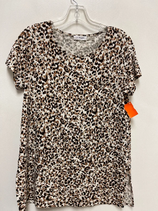 Comfortable Wear Top Short Sleeve By Calvin Klein In Brown, Size: S