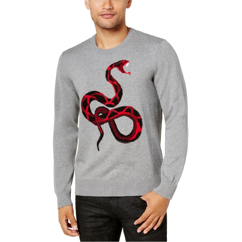 I-N-C Mens Intarsia Knit Snake Pullover Sweater