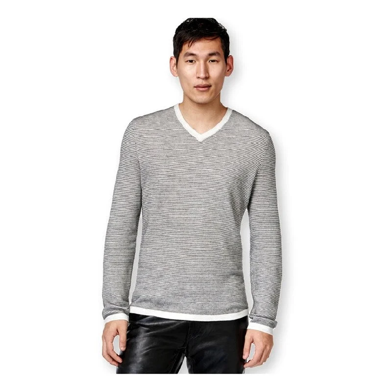 I-N-C Mens Zirconia Tonal Stripe Pullover Sweater