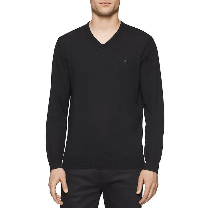 Modern Comfort Wear Calvin Klein Men's Merino Wool V-Neck Sweater Black Size Small