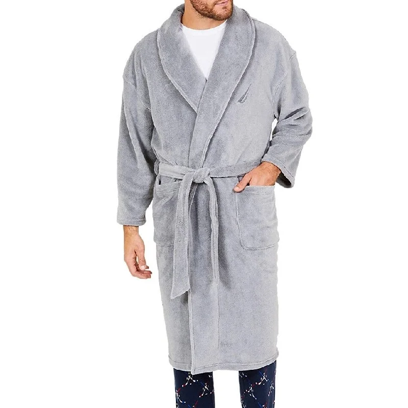 Feminine Charm Nautica Men's Shawl Robe Gray Size Regular