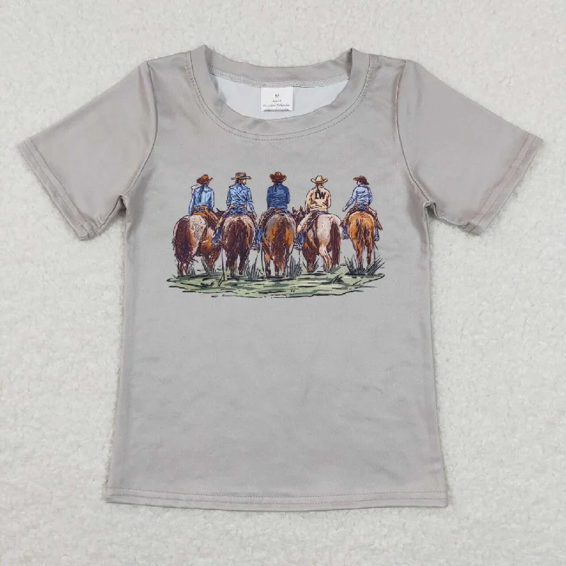 BT0505 Grey Cowboy  Boys Short Sleeve Top T-shirts