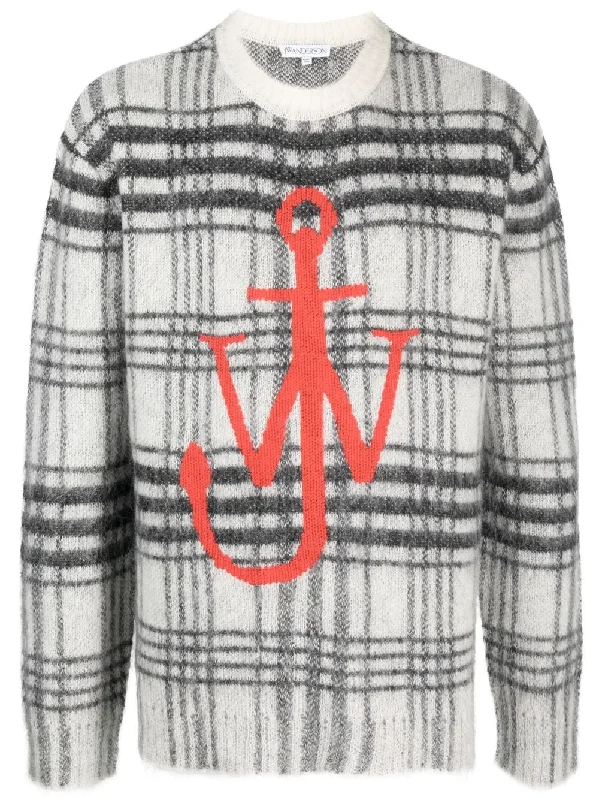 Logo-Intarsia Tartan Jumper