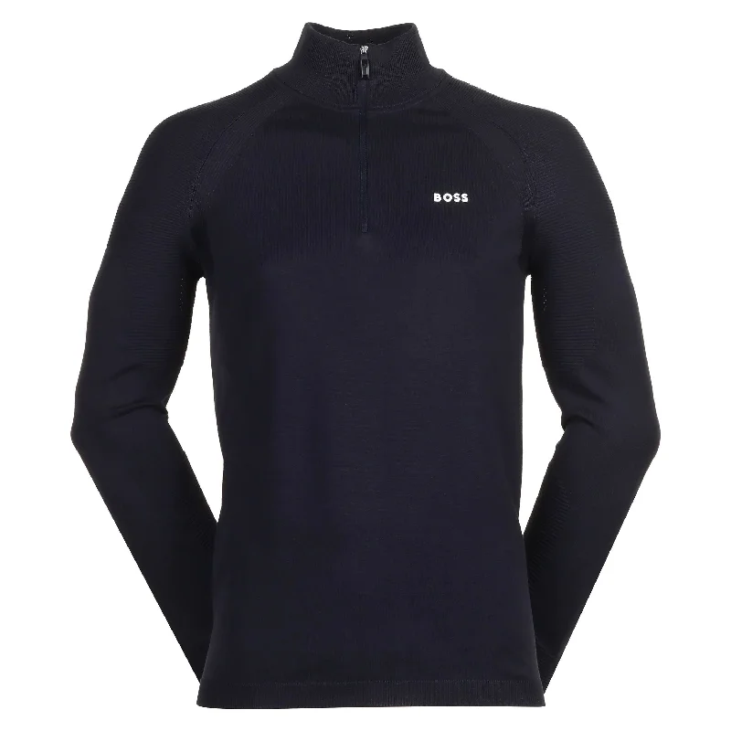 Elegant Dressing Hugo Boss Men's Perfom-X Quarter Zip Sweatshirt, Blue