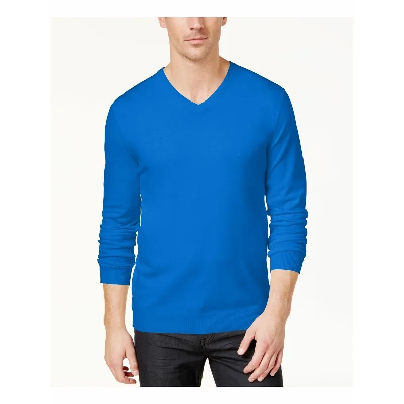 Comfortable And Simple Alfani Men's V-Neck Sweater Blue Size 3 Extra Large